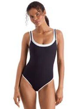 Mimi Flamingo Women's Drift Two Tone One Piece Swimsuit Black Size 10 NWTS
